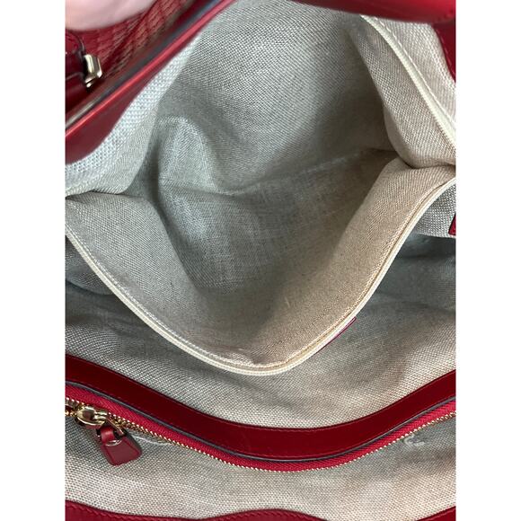 Gucci Guccissima Red Leather Tote Bag Shoulder Satchel Authentic Made In Italy - Picture 11 of 16